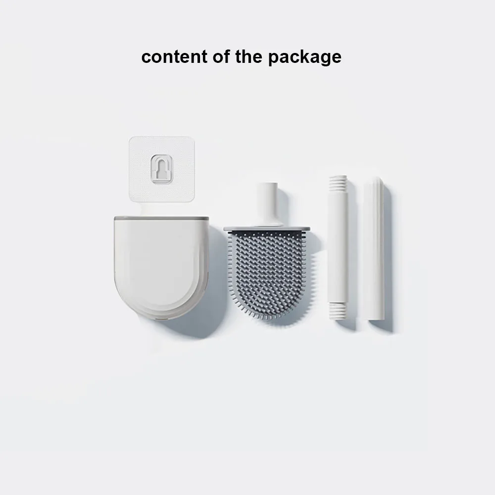 Leak-Proof Base Toilet Brush Silicone Brush Head Convenient Sanitary Head Storage Cover Toilet Cleaning Wall-Mounted