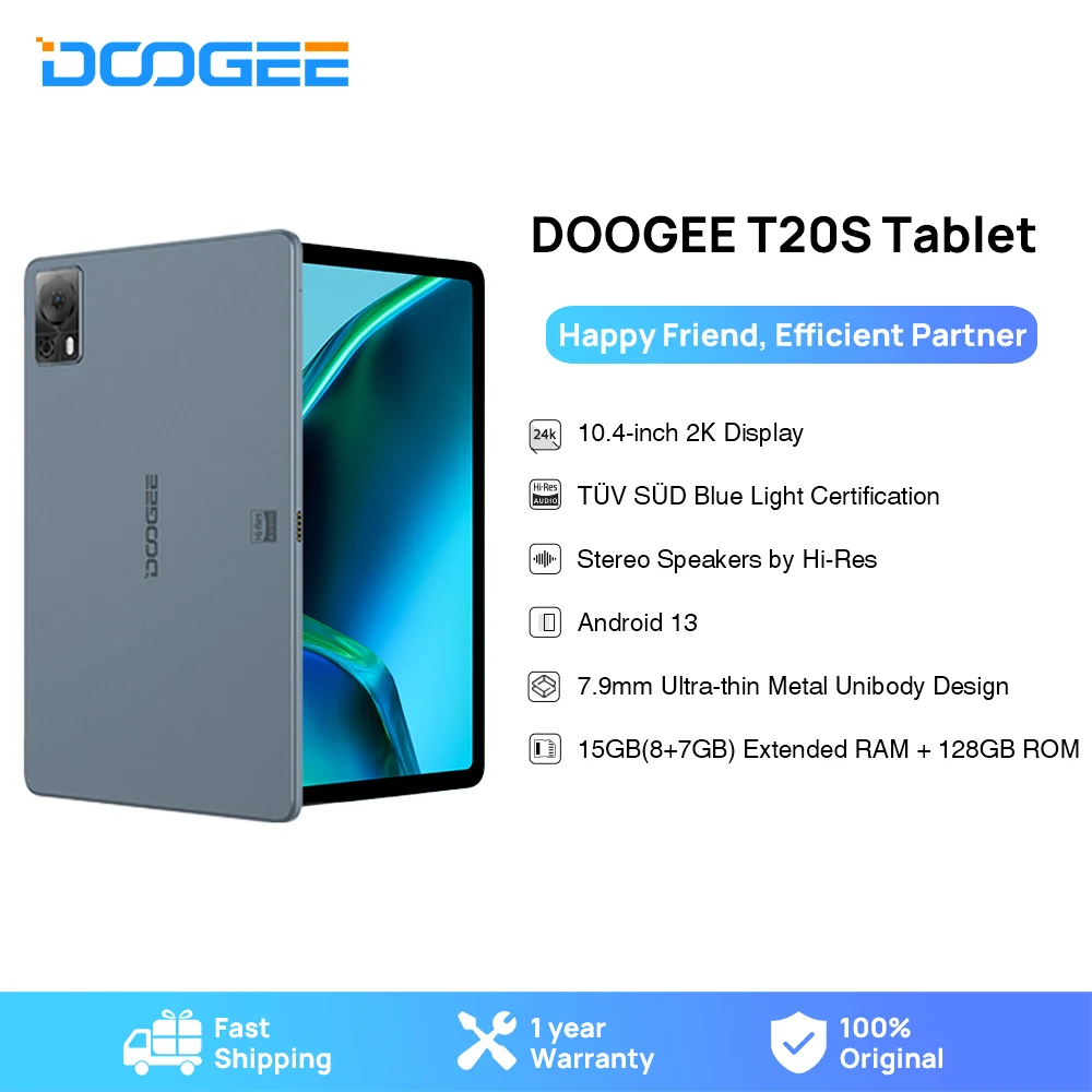 DOOGEE T20S Tablet PC 10.4Inch 8GB RAM+128GB ROM 2K Display 4G Tablet  7500mAh Battery 13MP Main Camera Global Version Android 13 - AliExpress