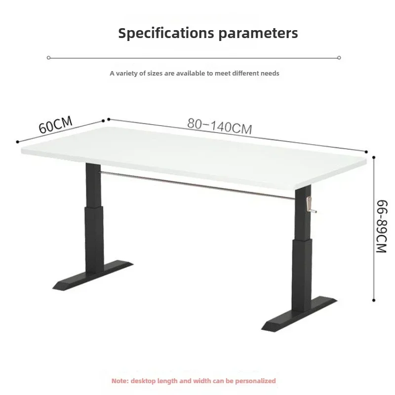 Adjustable Height Hand Lift Study Desk Simple Modern Workbench Long Computer Table for Small Home Office Bedroom Workspace