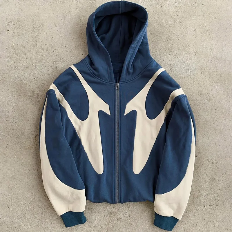 American  Retro Letter Printed Devil Pattern Hoodie Y2k Harajuku Casual Couple Zipper Hoodies Sweatshirt Fashion Street Clothing 5