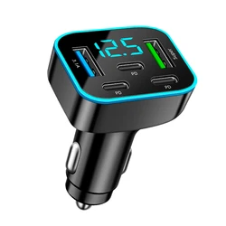 Enhanced Multi - Port Fast Charging USB Car Charger with Type - C Adapter - Black