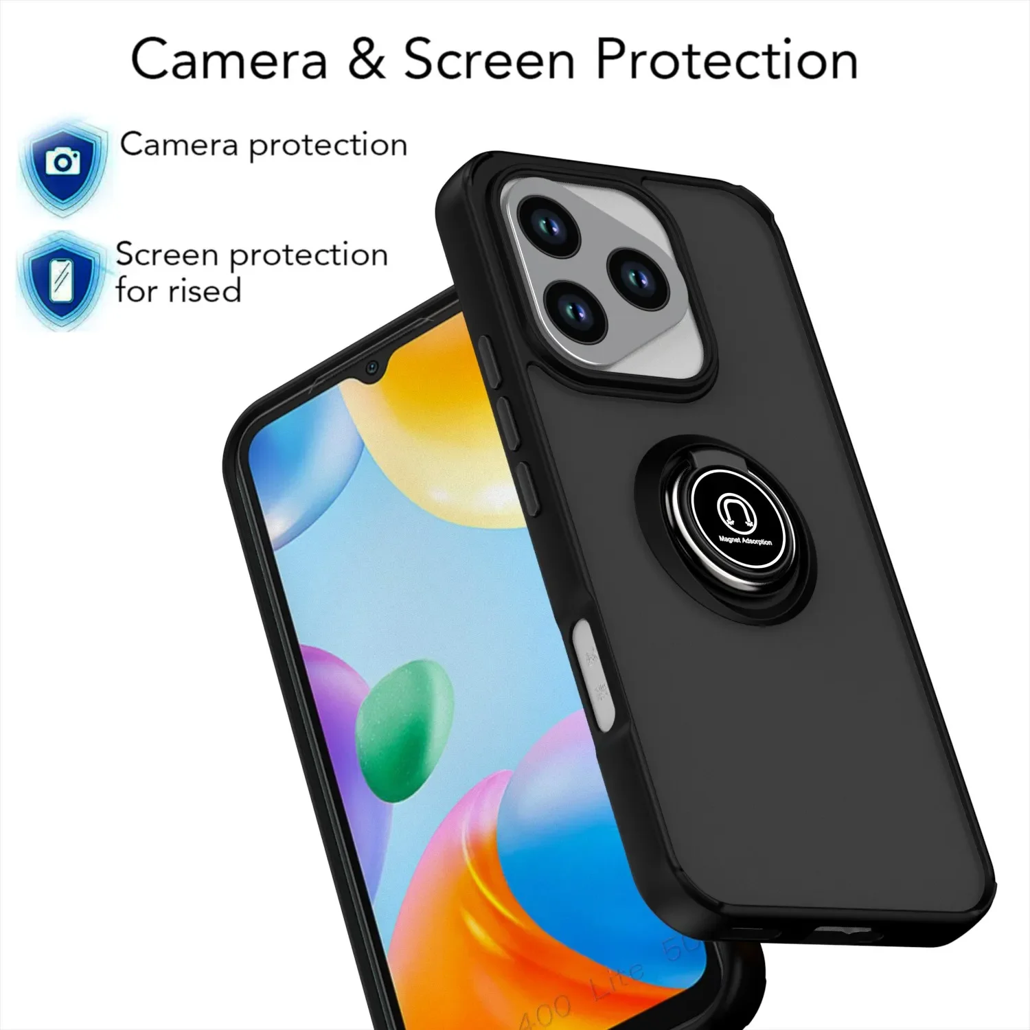 Armor Shockproof Matte Case with Ring Magnetic Stand Holder