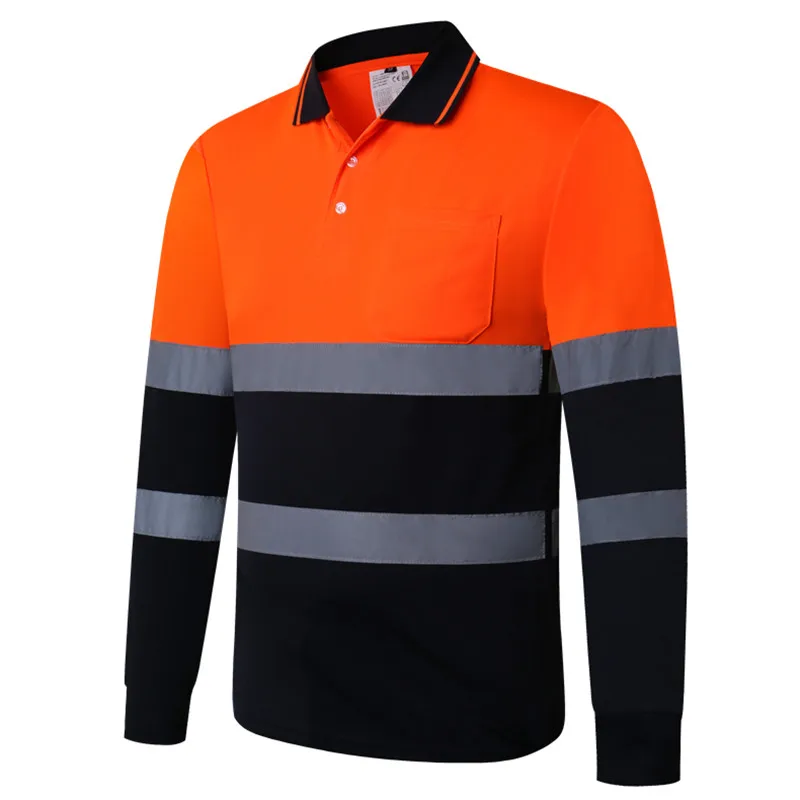 Security Reflective Shirts for Men Hi Viz Vis Shirt with Pocket Two Tone Workwear High Visibility