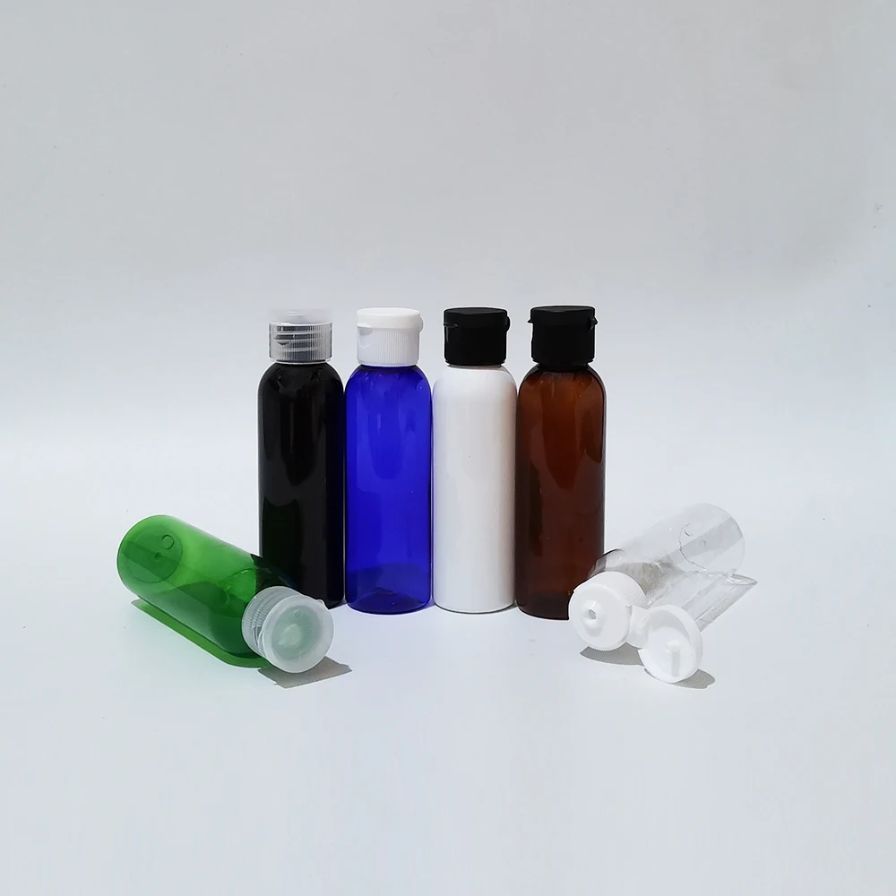 

50pc 60ml Brown Plastic Travel Lotion Bottle With Flip Cap Colored Refillable PET Bottles For Cosmetics Screw Cap Containers