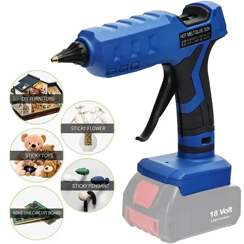 Hot Melt Glue Gun Hot Glue Gun Cordless For Bosch 18V/20V Li-ion Battery 20Pcs Sticks