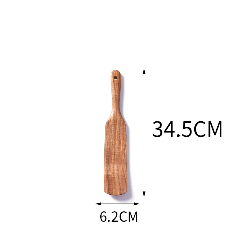 Acacia Wooden Spatula Cooking Slotted Spurtle Kitchen Utensil Sets Non-stick Long Shank Matter Mixture Shovel Dinnerware