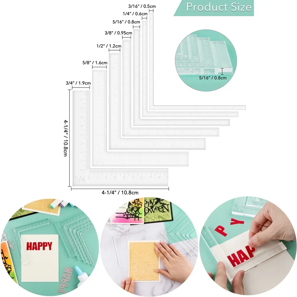 7pcs/set Creative Positioning L-shape Tools Card Corners Helpers For Makeing Lining Up Card Layers Easier Positioning Ruler Tool positioning tools