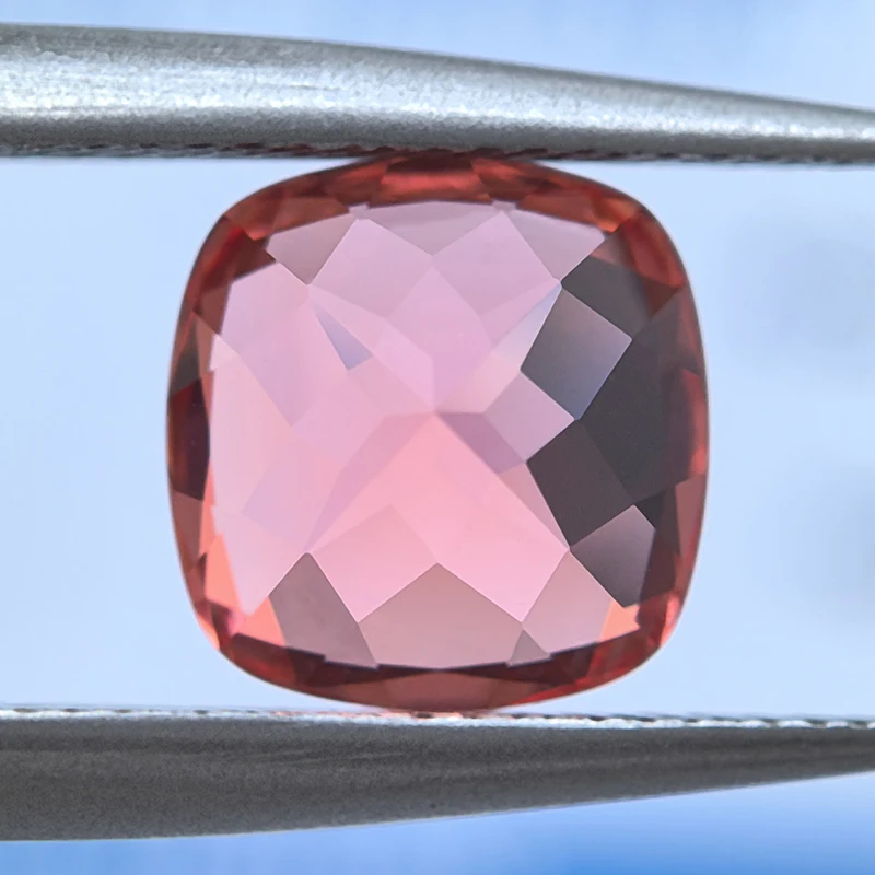 Lab Grown Padparadscha Square Cushion Shape Fire Lotus Color Gemstone for Charms Diy Jewelry Making Selectable  AGL Certificate