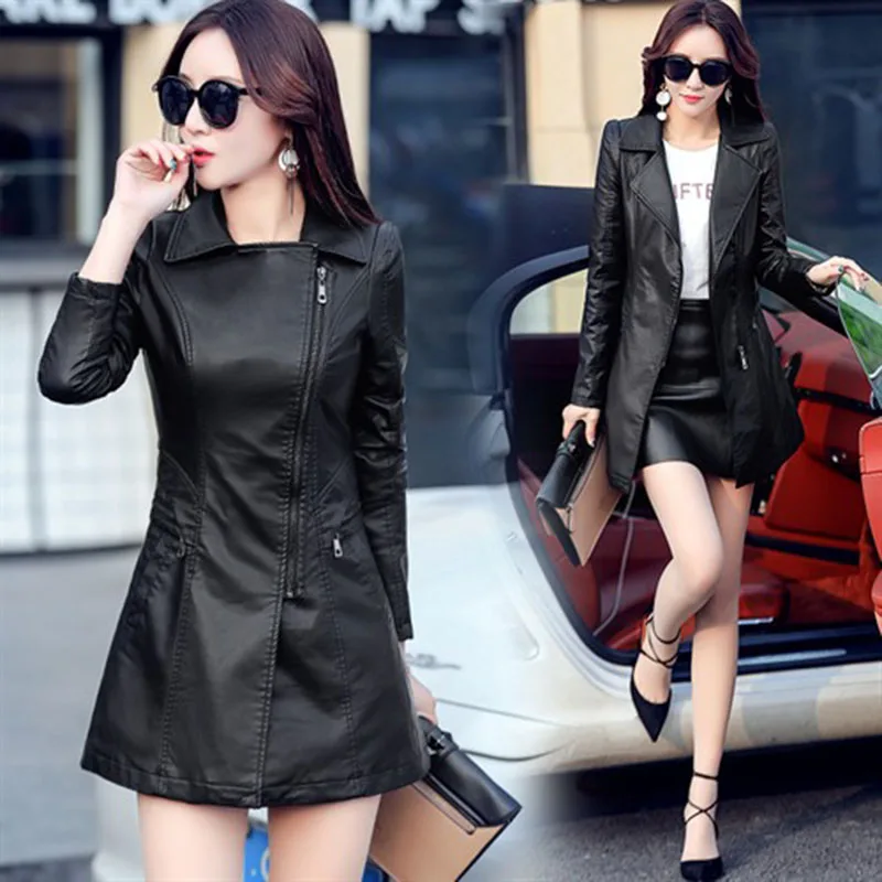 

Women's long sleeve leather Jacket, Waist coat, Women's, Spring and Autumn, new, 2024