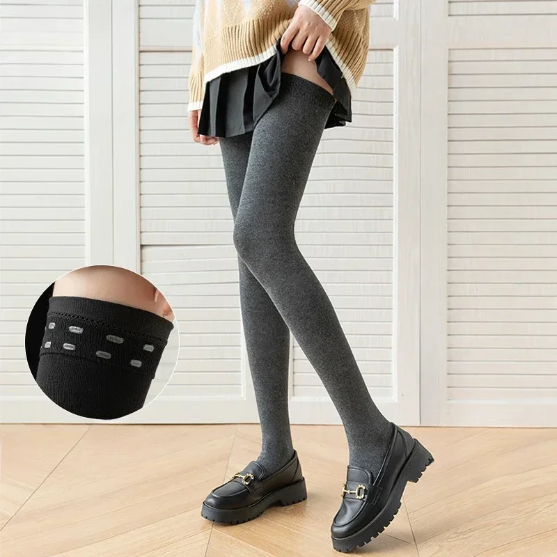 

80cm Cotton Women Stockings Warm Long Socks Thigh High Stockings JK Lolita Solid Color Knees Thigh Socks Stockings Autumn Winter
