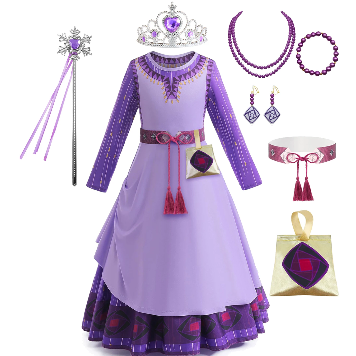 Disfraz de la película Disney Wish para niñas, vestido largo