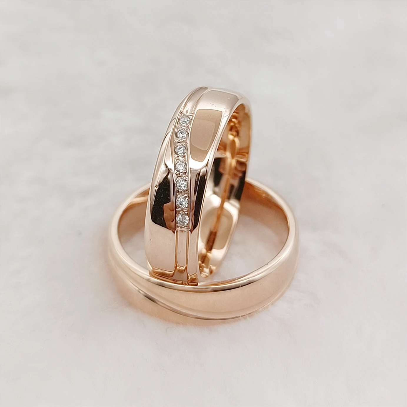 

Spouse Partner Anniversary Wedding Rings for Couples Men Women 18k Rose Gold Plated Stainless Steel Jewelry