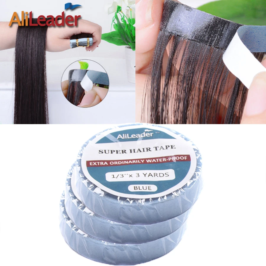 1/3Inch 3Yards Double Sided Adhesive Tape For Hair Extension Tape Blue