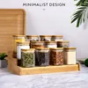 Kitchen Caster Storage Racks Three-layer Ladder Bamboo Seasoning Rack Spice Jar Holders 2