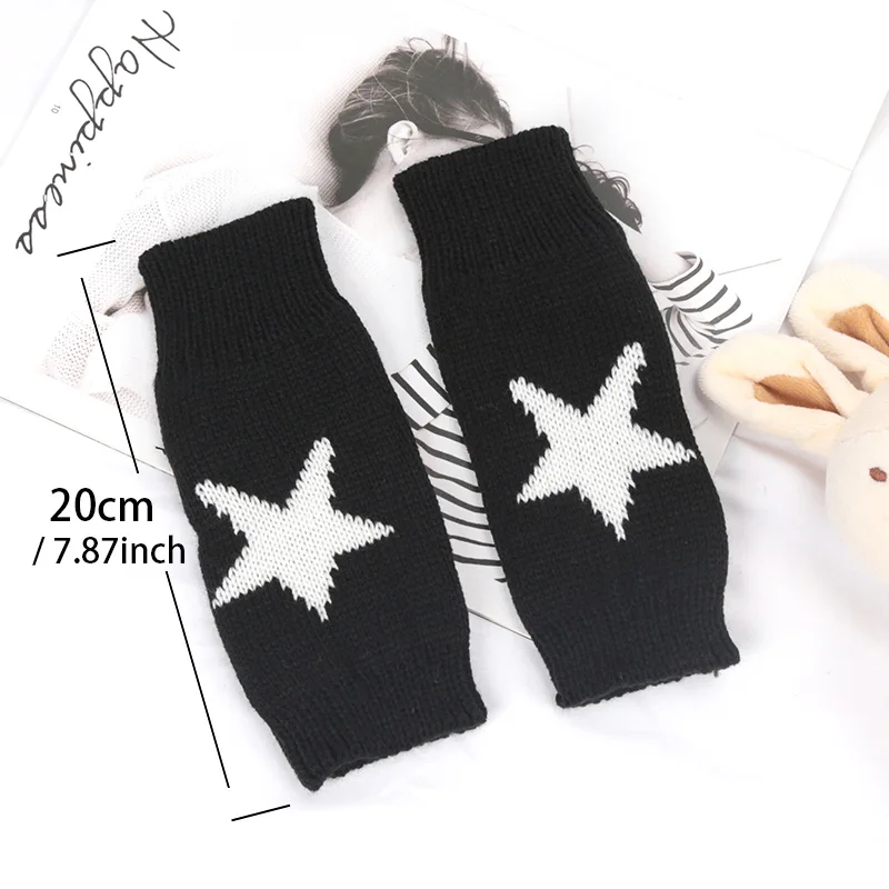 Knitted Black Punk Fingerless Gloves Ins Fashion Y2K Cuff Women Men Glove Elbow Cool Stretch Winter Arm Warmer Mitten Guantes