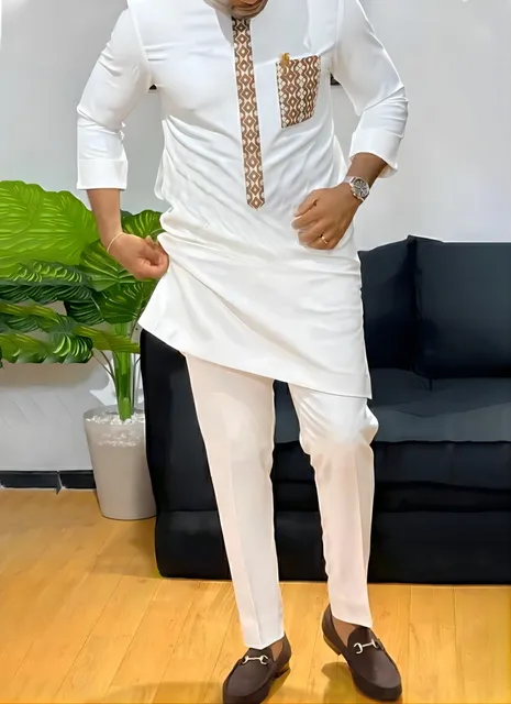 Kabiru Embroidered Crewneck Long-Sleeve Shirt and Pant - Image 3