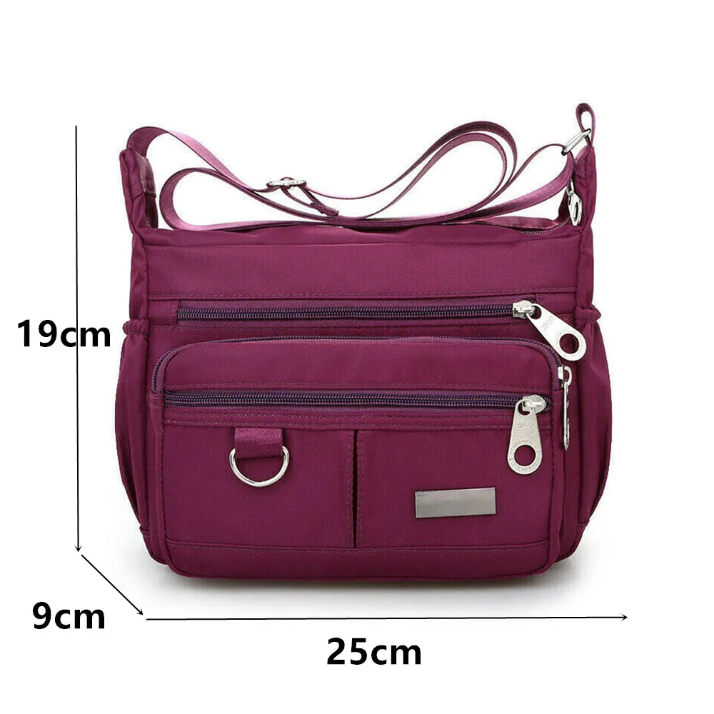 Borsa a tracolla da donna, multi tasca, casual, in nylon, borsa messenger per donne e ragazze, shopping, escursionismo, uso quotidiano, Blu, Taglia unica