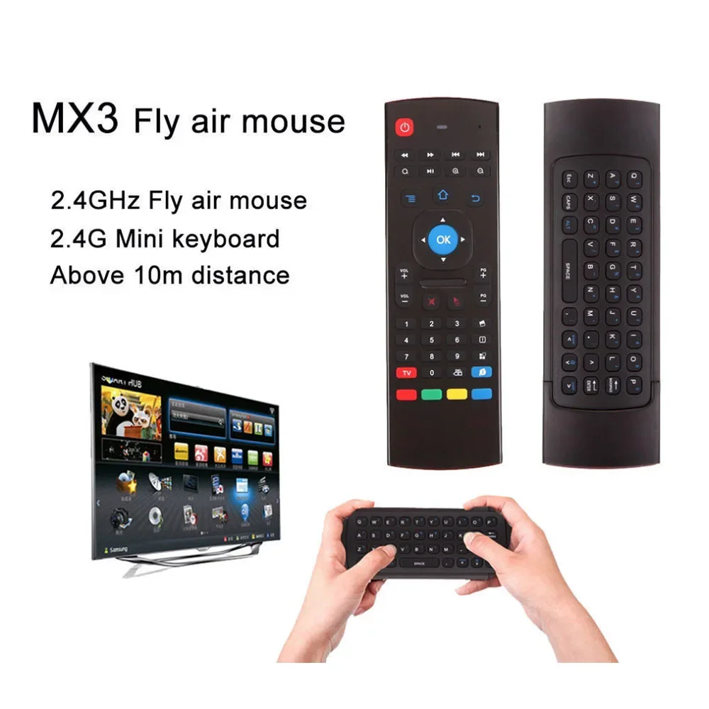 MX3 에어 마우스 미니 키보드 무선 원격 안드로이드 스마트 TV 박스에 대한 적외선 학습 기능이있는 2.4G 다기능 플라이 마우스
