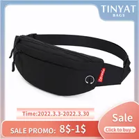 TINYAT Men Waist Bag Pack Purse Casual Large Phone Belt Bag Pouch Women's Canvas Travel Phone Bag Fanny Banana Bag Hip 4 Pockets 1