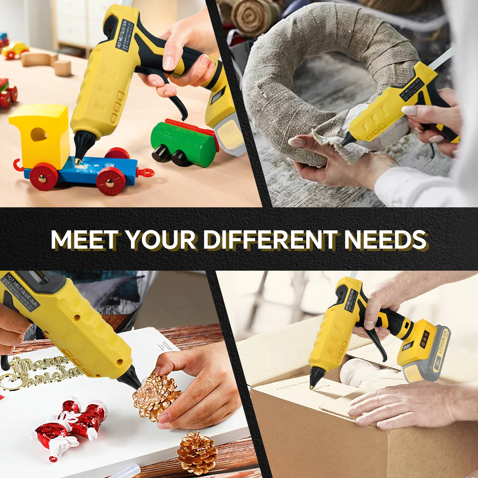 100W Cordless Hot Glue Gun Temp Adjust LCD Digital Display with 10Pcs 11mm Glue