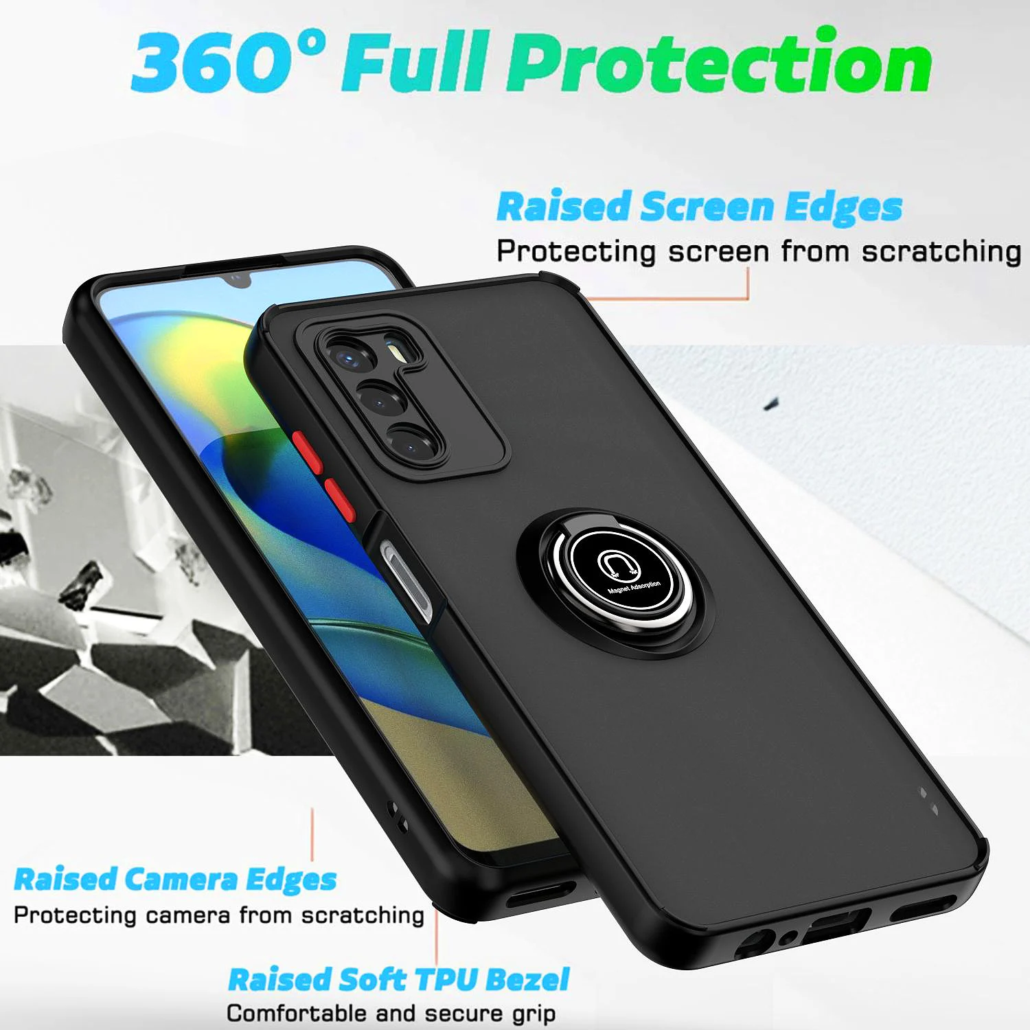 Universal Motorola Ring Case Holder Stand - Hard Protective PC Cover