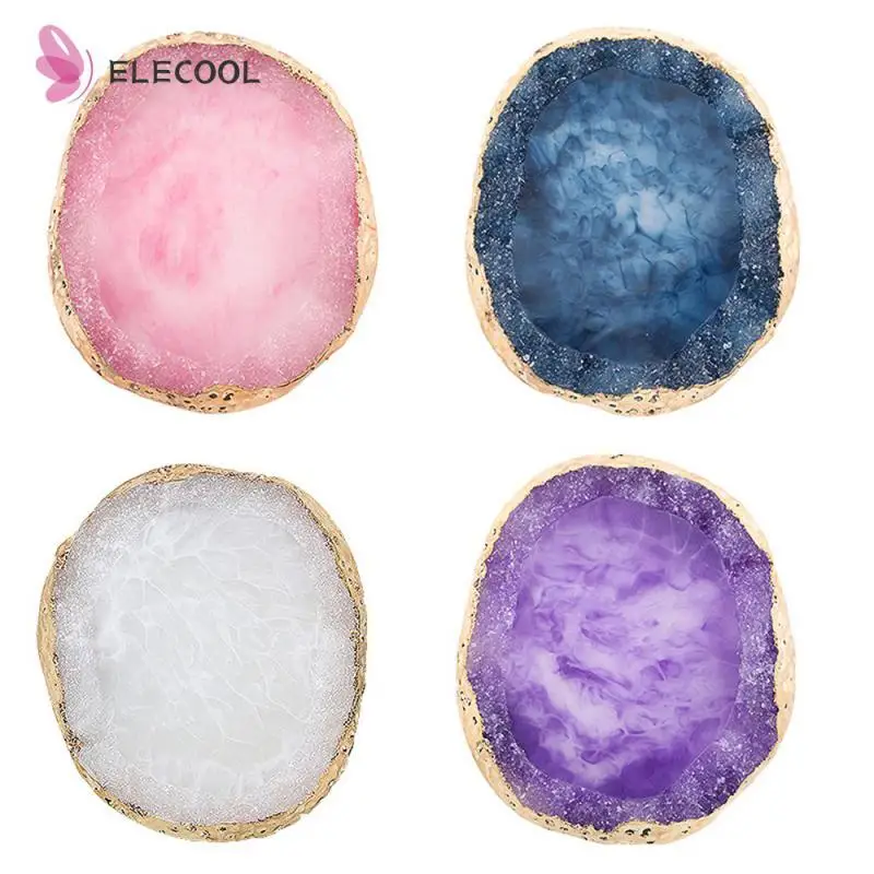 Round Resin Agate Stone Nail Color Palette Gel Polish Pallet Mixing Drawing Paint Plate Pad Nail Art Display Shelf Strumento Per Manicure