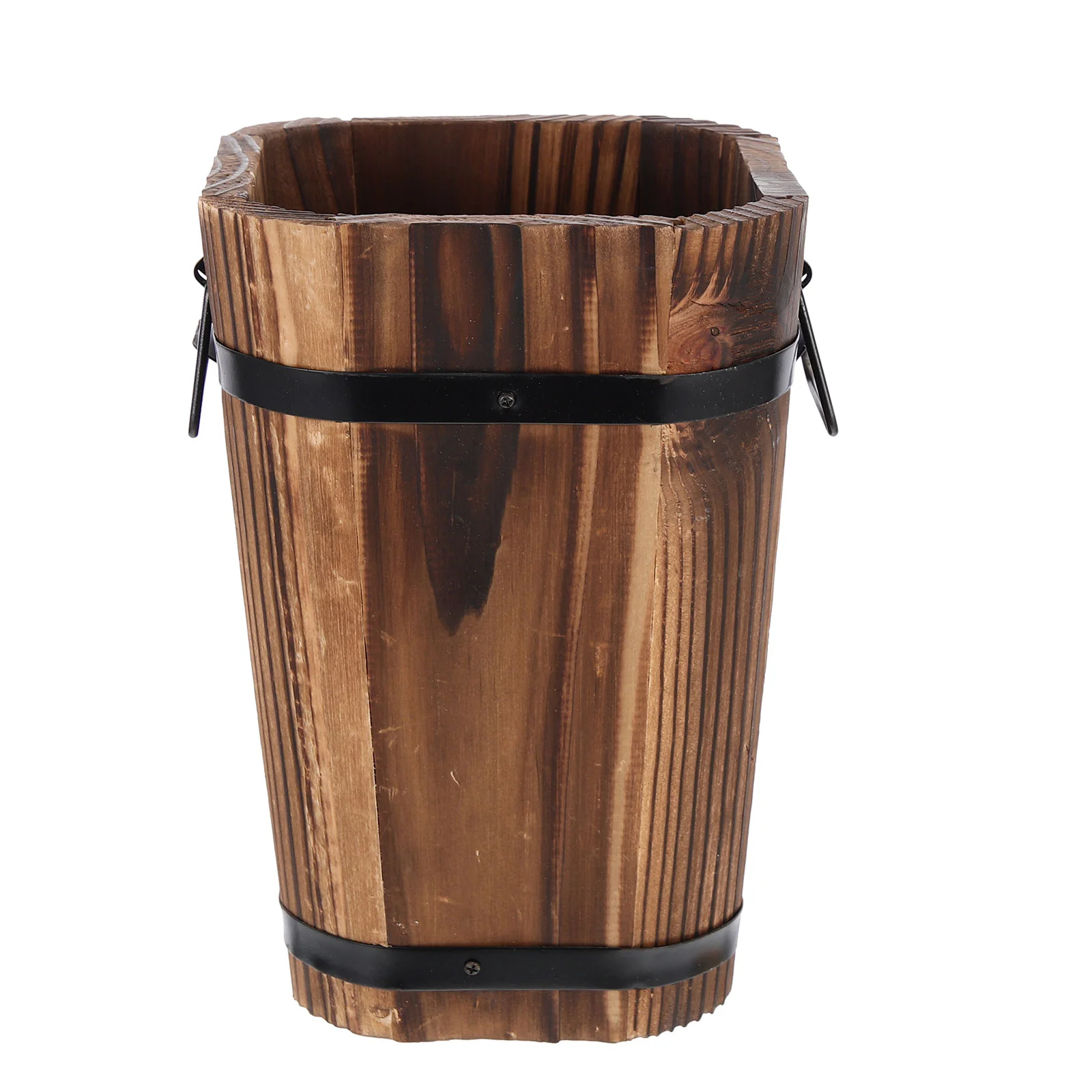 

Flowerpot Pots Decorative Wooden Planter Bucket Preservative Retro Vintage Carbonized Practical Style Bonsai Exquisite Garden
