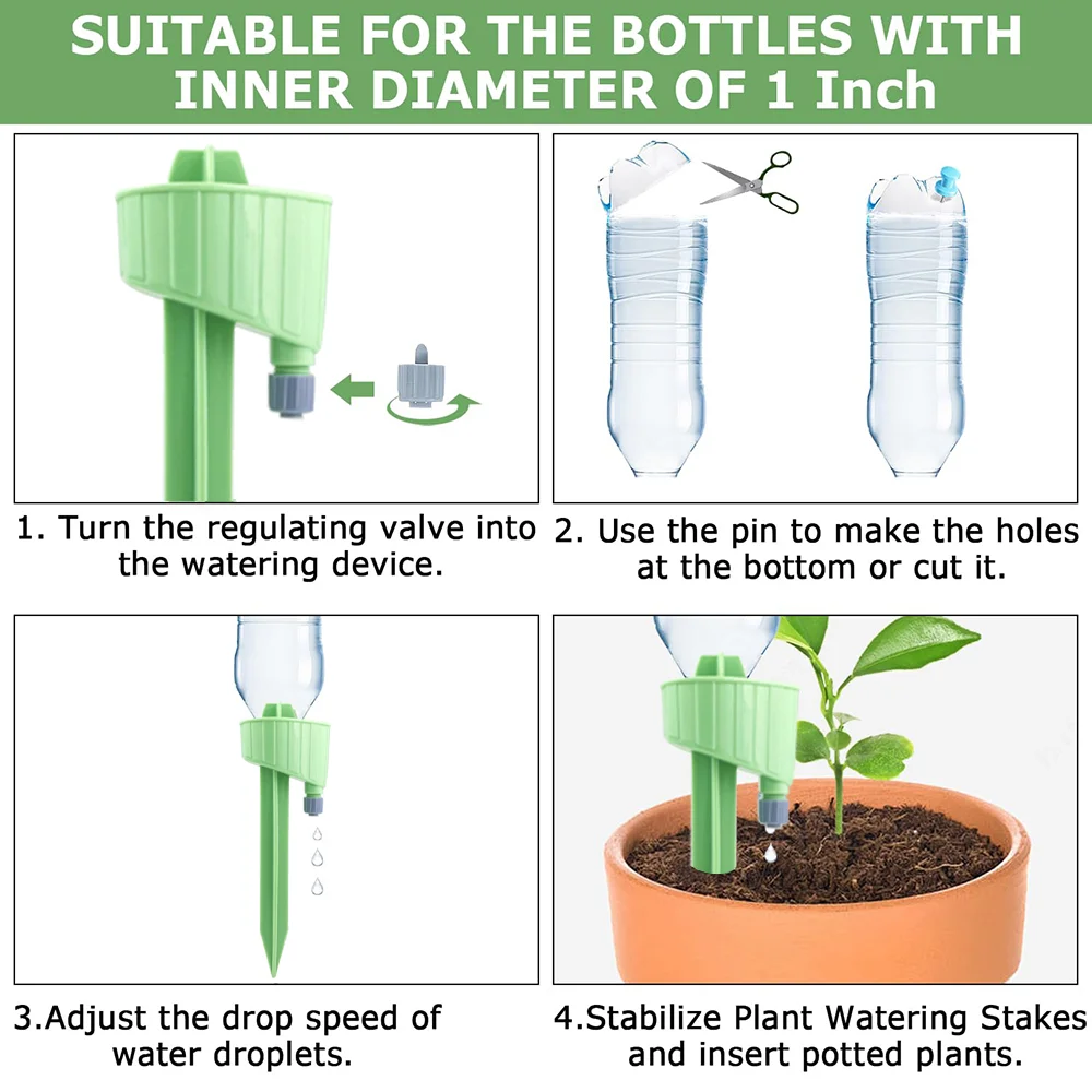 Self Watering Spikes 6-Pack For Plants - Automatic Watering Devices For Indoor & Outdoor Pots Automatic Plant Waterer
