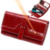 New Genuine Leather Women RFID Wallets Handbags Name Engraving Card Holder Female Purse Big Capacity Phone Bag Women's Wallet 1