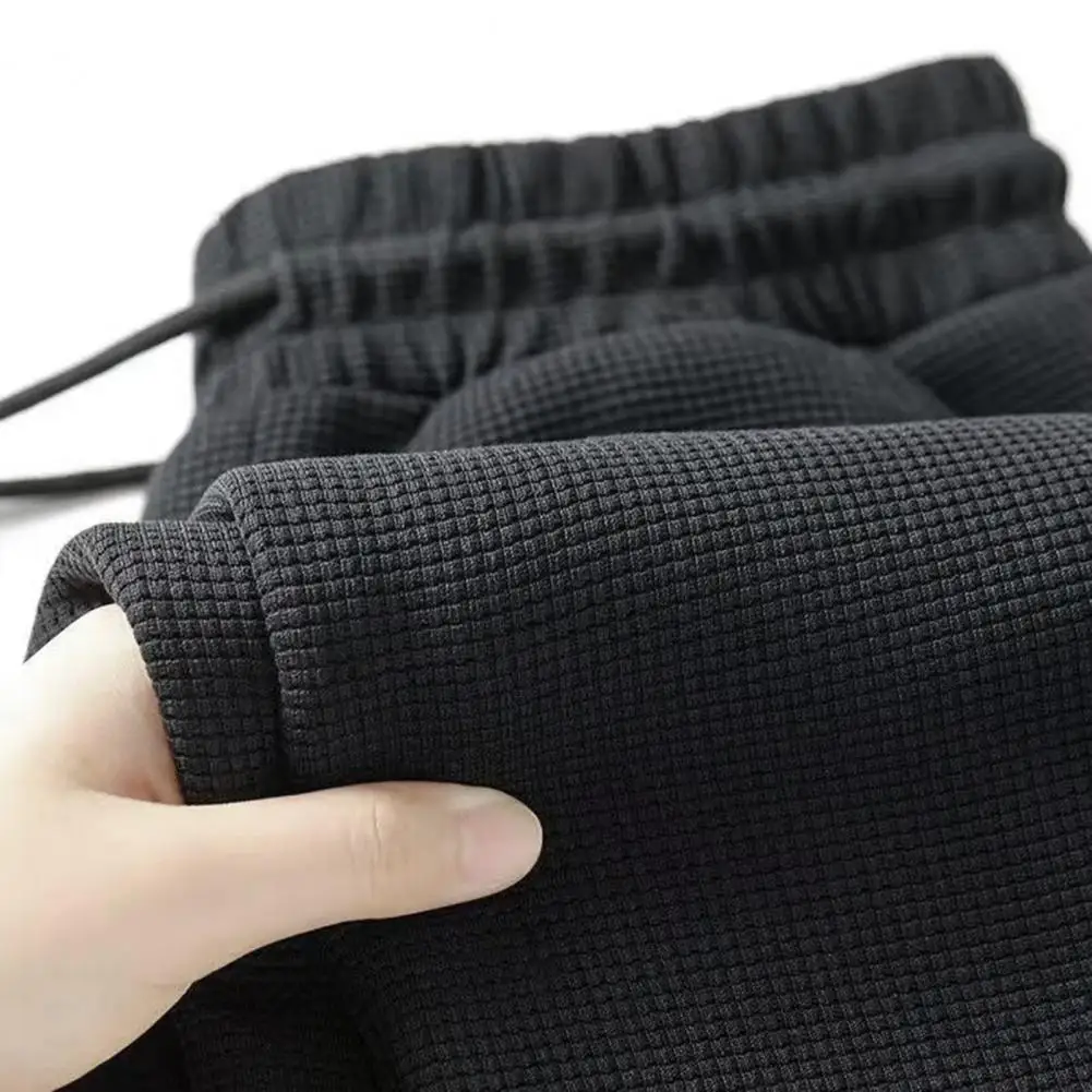 Men's Pants Drawstring Sweatpants with Elastic Waist Pockets Loose Straight Long Trousers