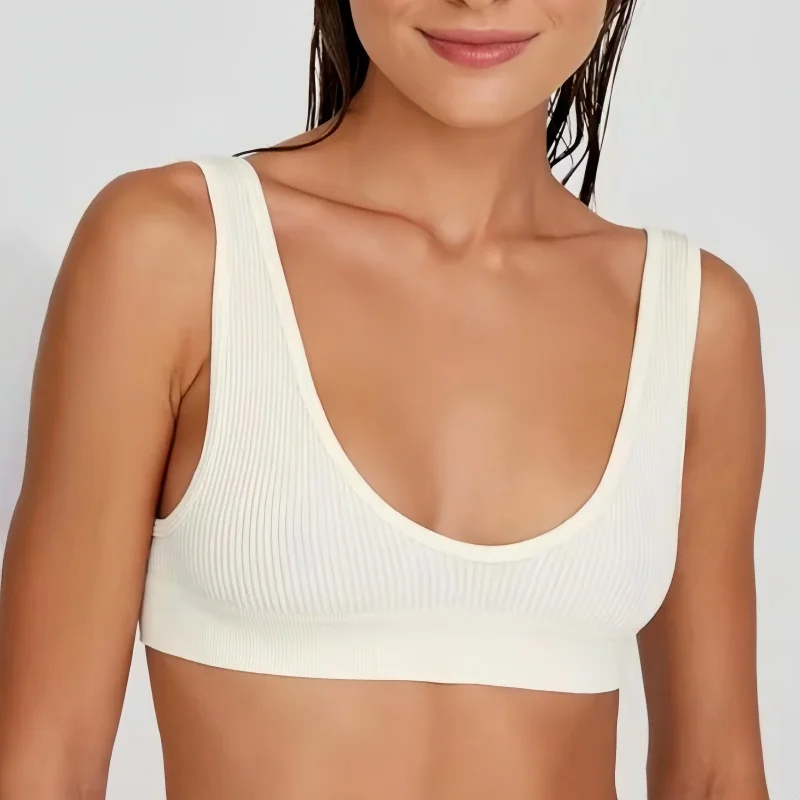 Women Lingerie Bra Women Tube Tops Seamless Bra Women Push Up Tube Tops Wire Free Brassiere Rib Bralette Plunge Underwear Female Sexy Lingerie Small Cup Intimate