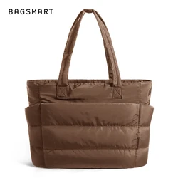 BAGSMART Women's Versatile Fashion Tote - Stylish Large Capacity Shoulder Bag (Coffee)