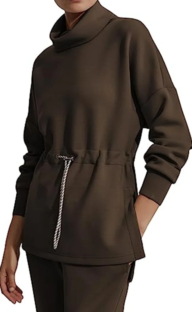 Women's Casual Long Sleeve Office Lady Solid Color Sweatshirts Pullovers 2023 Autumn Winter French Style Female Fashion Top