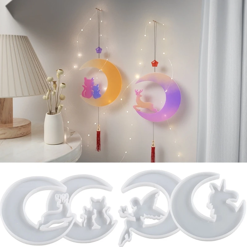 

Гибкие силиконовые формы в форме луны Прочные и термостойкие формы из эпоксидной смолы в форме луны для изготовления ювелирных и