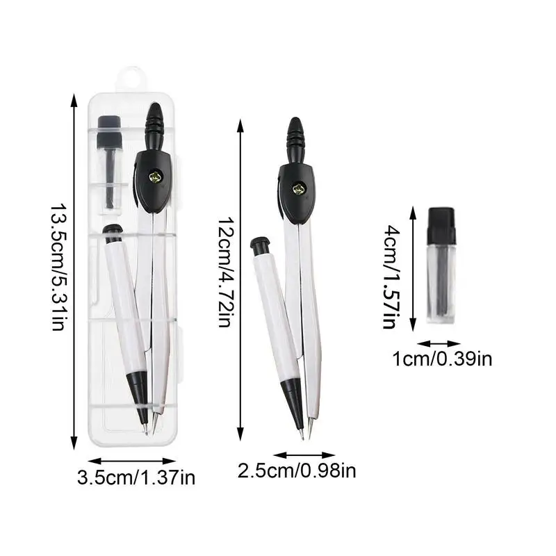 Kompas do geometrii ołówek automatyczny kompas do rysowania do geometrii/sztuki/obróbki drewna gładkie pisanie kompas do rysowania z dodatkowymi