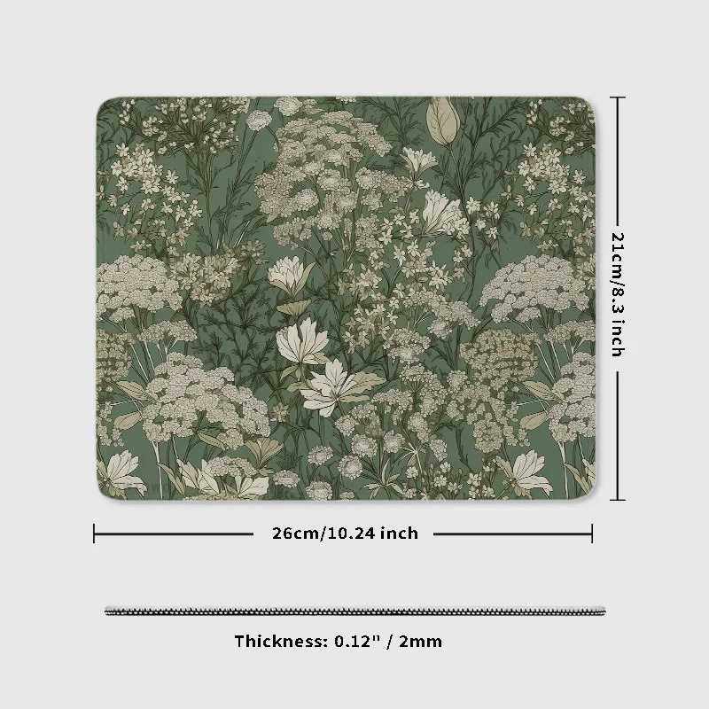 Green Flower Grass Aesthetic Gaming Mouse Pad - Anti-Slip Art Cartoon Design