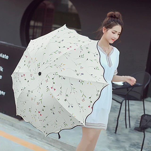 Nők Virágok Paraguas Lány Napskén Napzók Parasol Hordozható Utazás Sombrilla Eső Esernyő Divat Színváltó Esernyők - Image 4