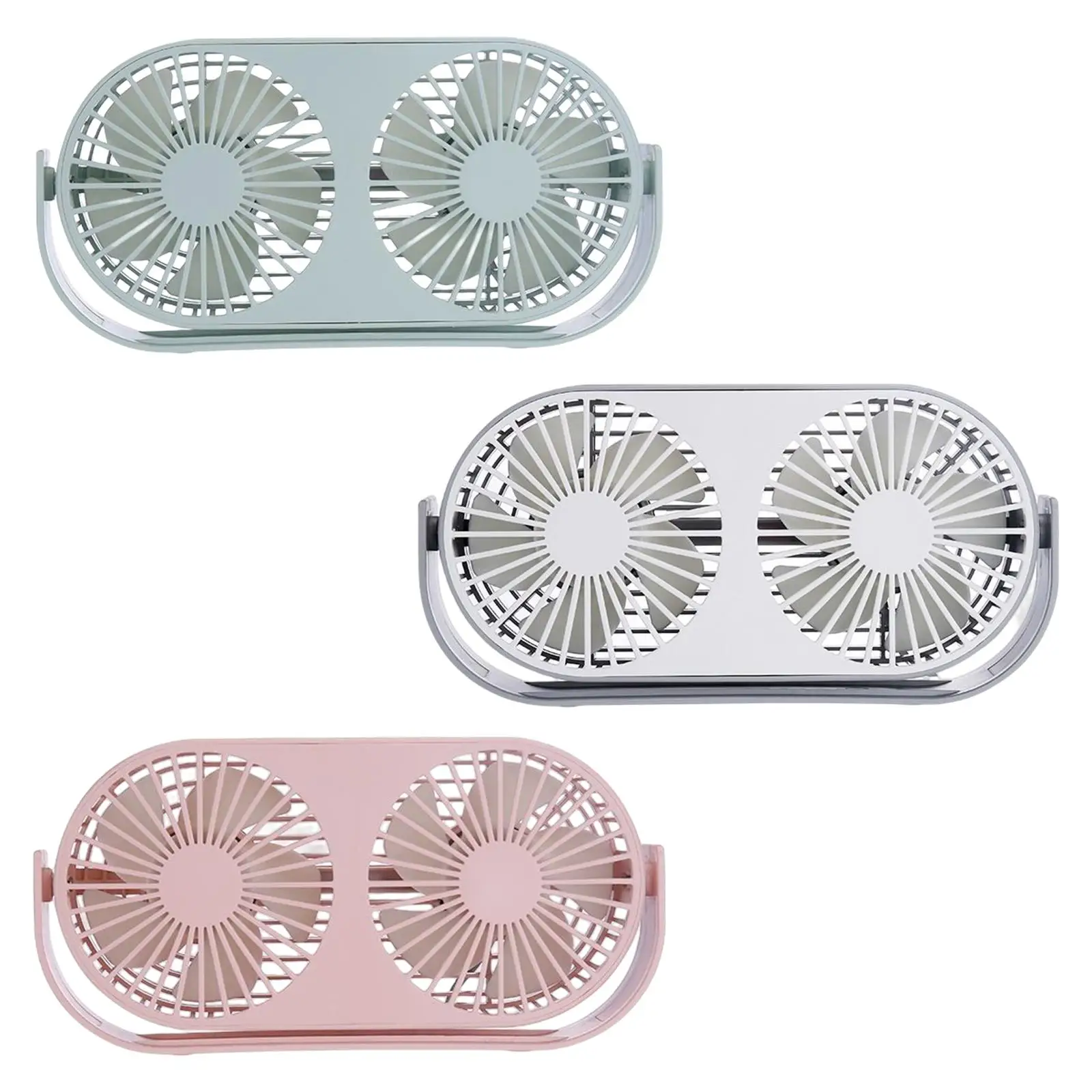 

USB Desk Fan Double Head 3 Speeds Strong Wind USB Powered Quiet Operation