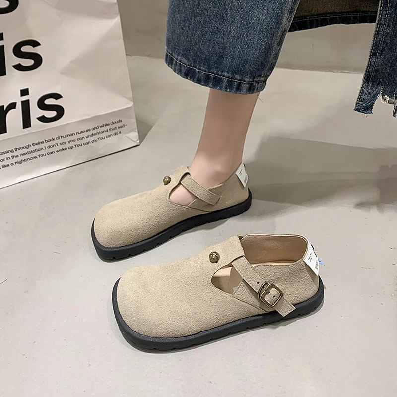 

Туфли женские с круглым носком, повседневные Мягкие кроссовки на плоской подошве, Классический квадратный стиль, из флока, Мокасины, однотонные, весна-лето 2023