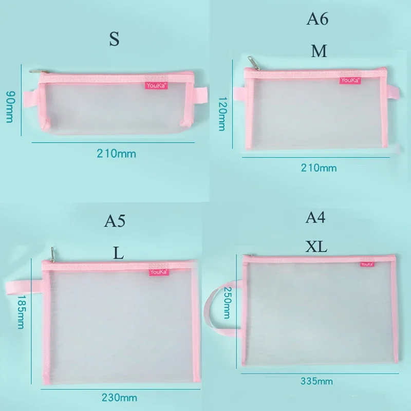 A4/A5/A6 Mesh Zipper Pouch Document Bag 1pcs