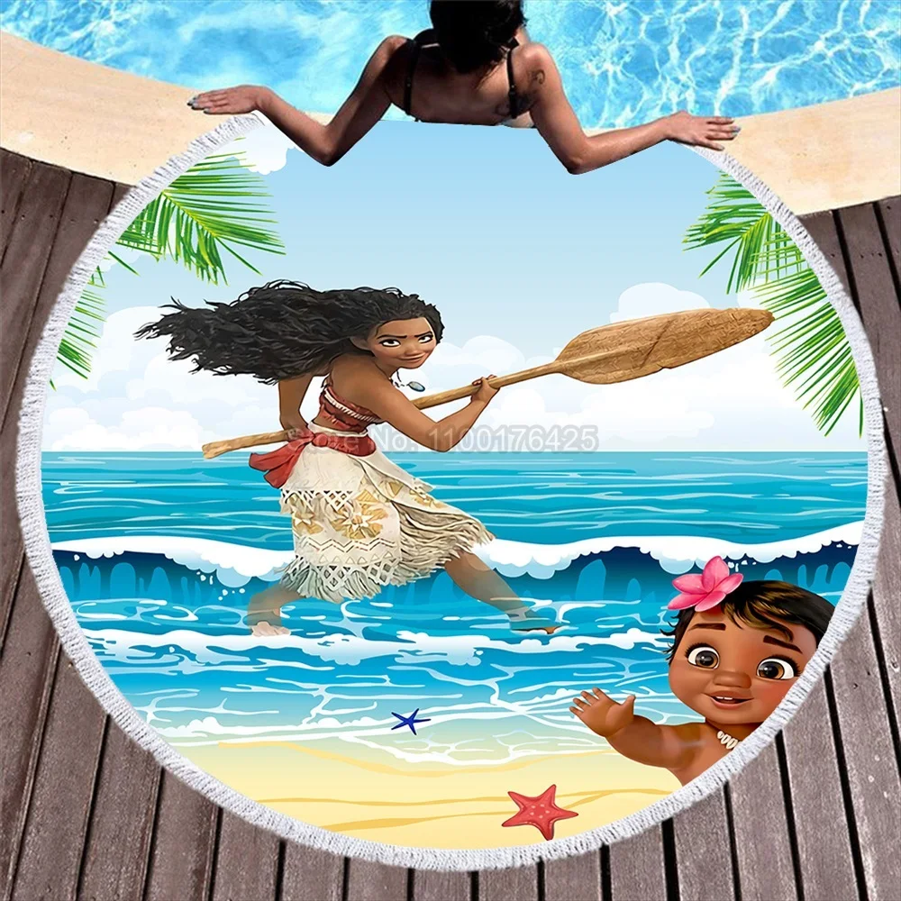 Escuchando promedio Derritiendo Toalla de playa redonda Disney Moana para baño, toalla de ducha con borla,  manta de estera de Yoga, suministros de playa de verano, paño de baño de  dibujos animados _ - AliExpress