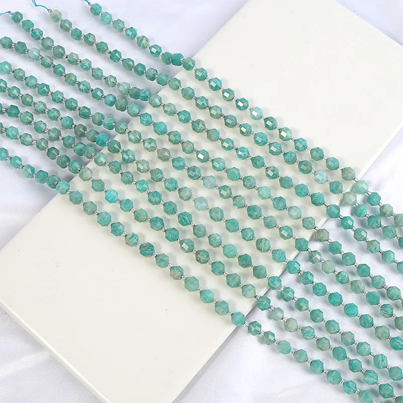 Natural Amazonite Olive Faceted Beads Jewelry Accessories Loose Beads For Jewelry Making DIY Beaded Handmade Bracelets