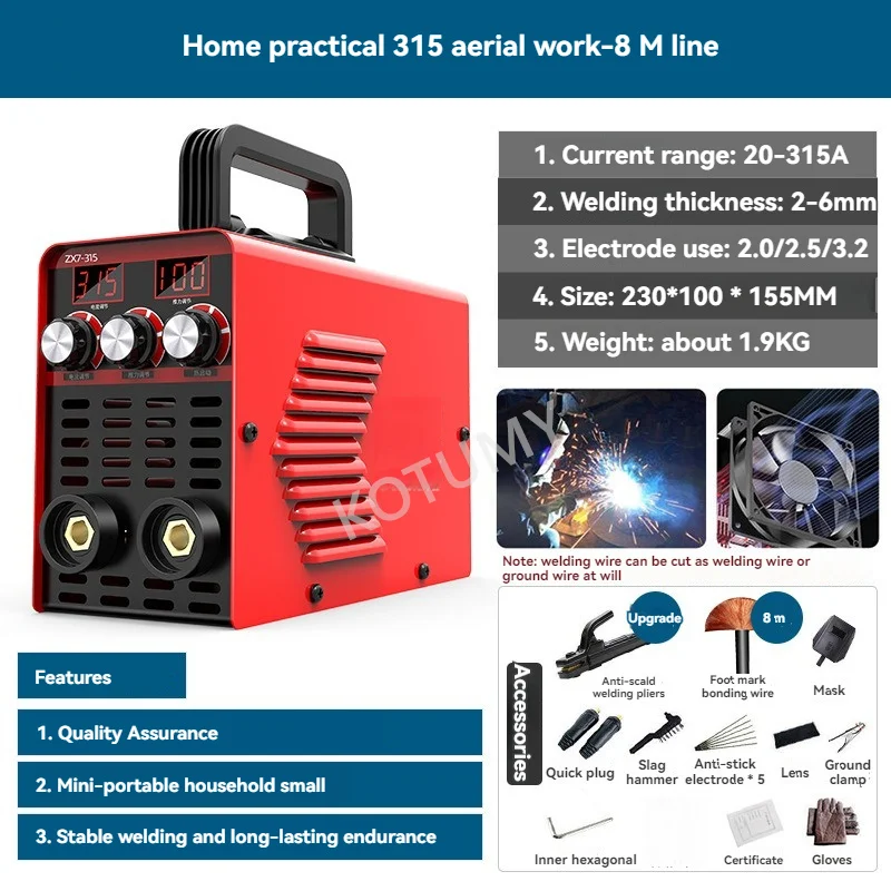 ZX7-315 Portable ARC Welding Machine 20-250A IGBT Inverter Welding Machine Small Electric Welder Dual Display Screen 4