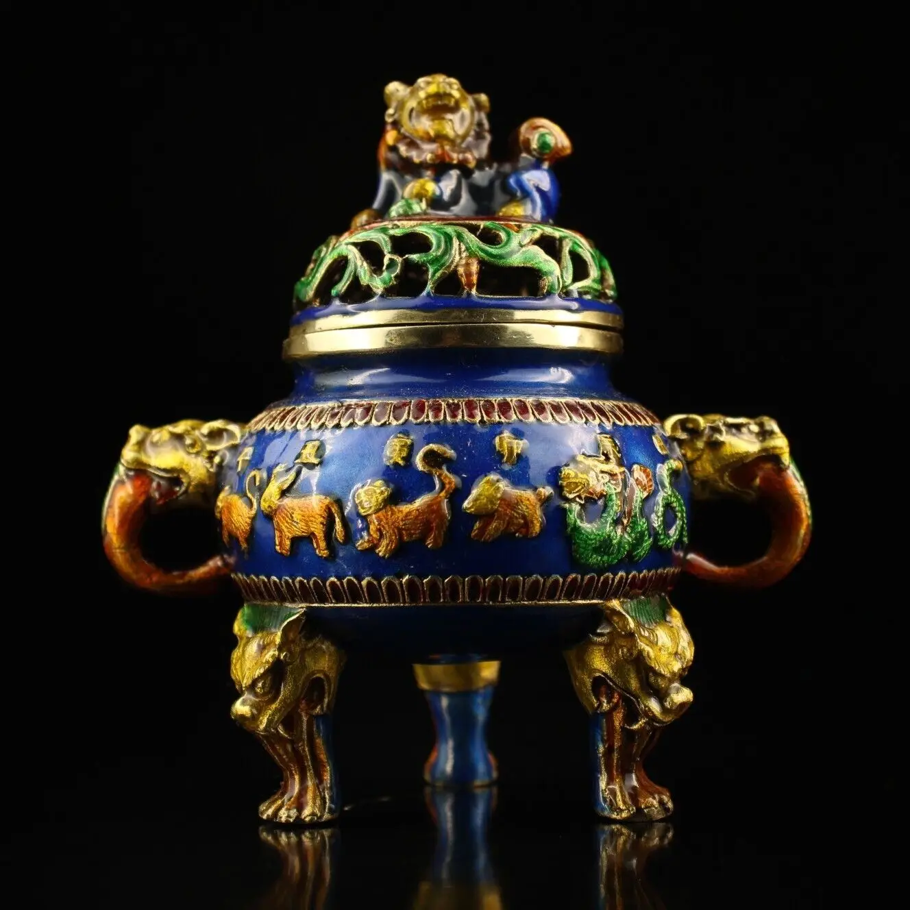 

Fengshui благородные чистые искусственные гравированные 12 знаков зодиака на трех ножках курильница