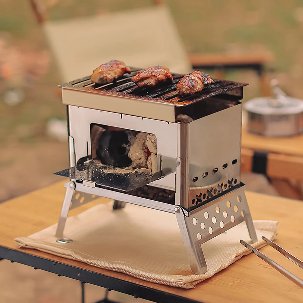 Outdoor Charcoal Stove Stainless Steel Mini Portable Fire Wood Heater  Detachable Folding Lightweight with Bag for Picnic BBQ | AliExpress