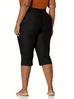 New plus-size women's knitted fabric high-grade pocket design solid color tight casual seven-cent pants in the summer of 2024 - Image 5