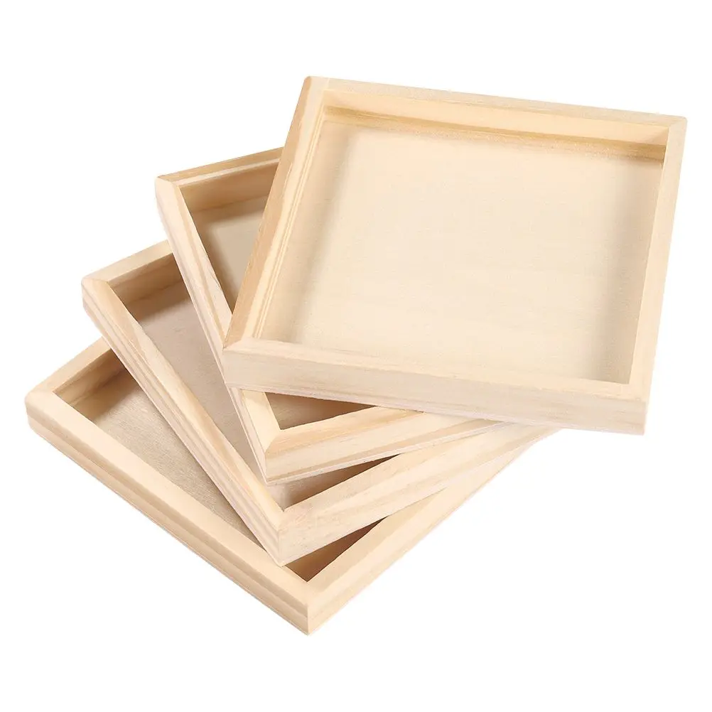 4 Pcs Tree Coaster Puzzle Mat Puzzles Serving Storage Tray Toy Holder Wooden Trays Blocks Toys Three-dimensional 6