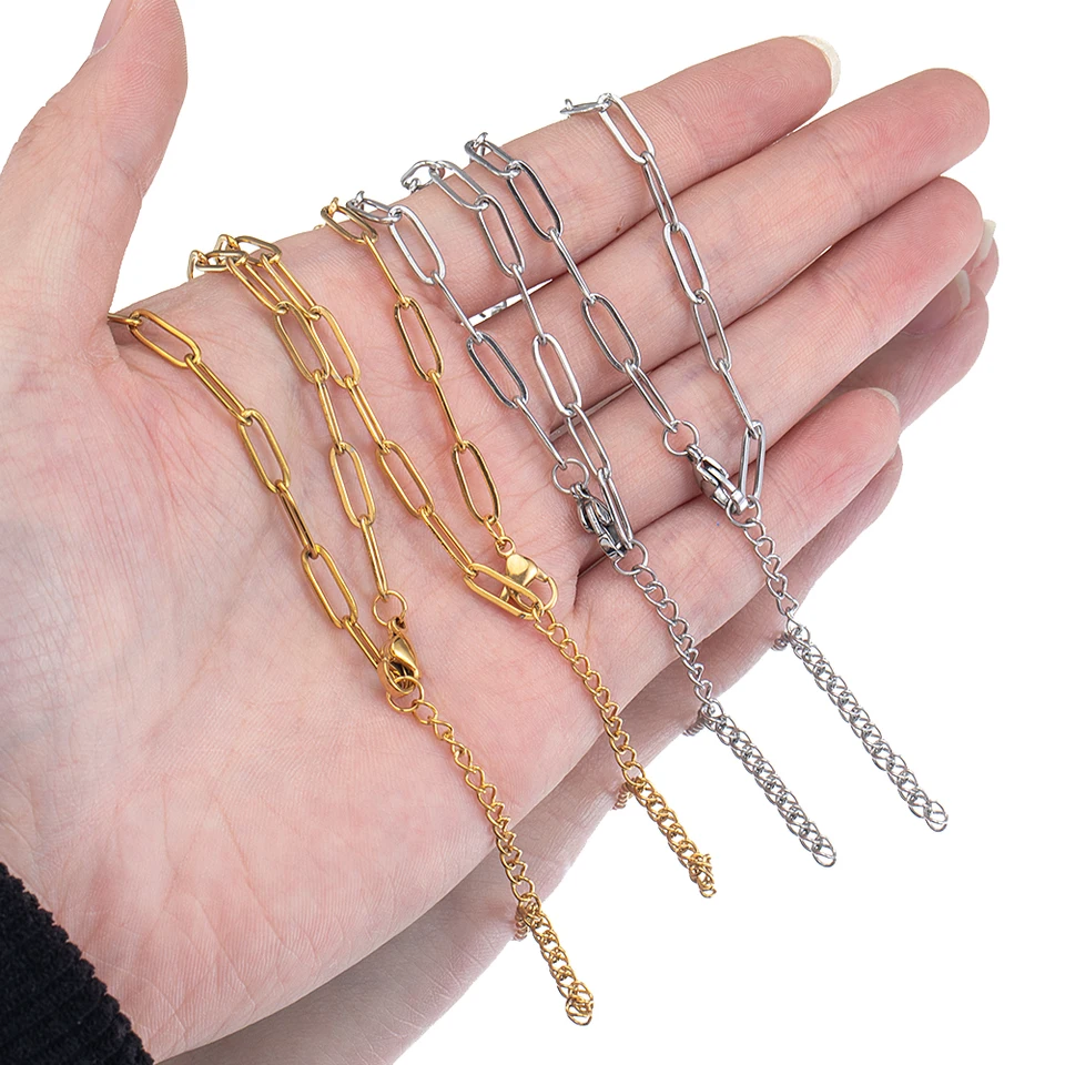 Set Creazione Gioielli – Catena Acciaio Inox 5m, 10 Moschettoni, 30 Anelli Aperti – Argento