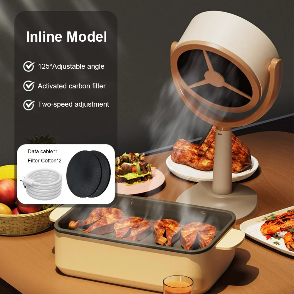 Desktop Range Hood Kitchen Extractor Mini Hood Exhaust Filter Low Noise For BBQ Hot Pot Cooker