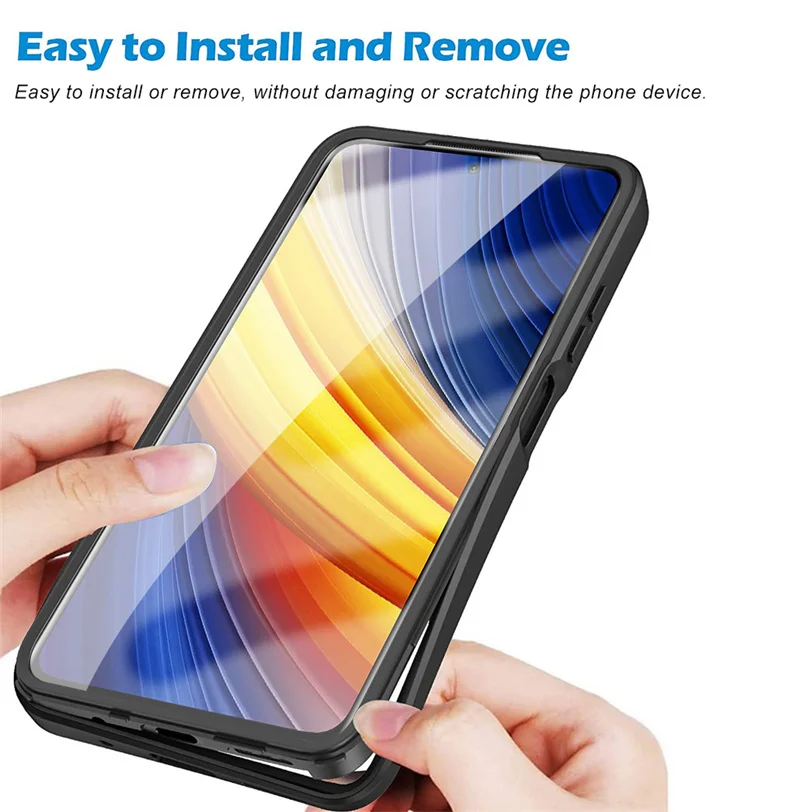 Vollständige Abdeckung Handyhülle für Xiaomi Poco X3 NFC M3 X4 Pro F3 Mi 11 10 Lite 12 12X 11T Pro Transparent 2 in 1 Vorderseite + Rückseite_voghion.com